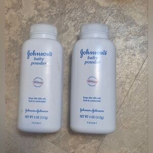 Vintage Johnson’s Baby Powder Bottles 4 oz Lot of 2 | Collectible Packaging Disp